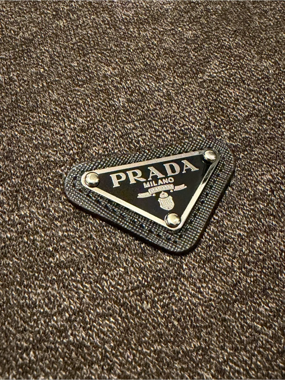 Prada Men's Brown 2 Layer Button Jacket with Plaid Trim